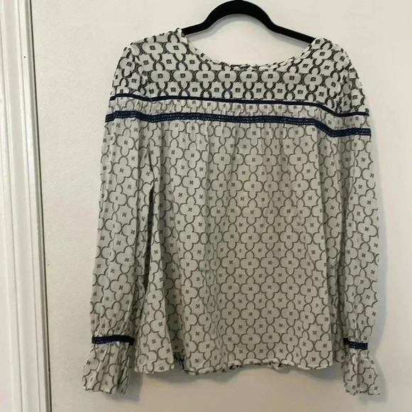 Crown & Ivy Ivory Patterned Peasant Top XL - Picture 1 of 6